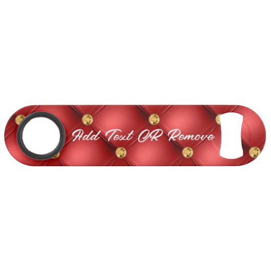 Red Gold Diamond Tufted Custom Text Bar Key (Vorderseite (Horizontal))