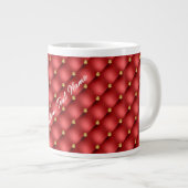 Red Gold Diamond Tufted Custom Text Coffee Tasse (Vorderseite Rechts)