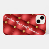 Red Gold Diamond Tufted Custom Text iPhone Case iPhone Hülle (Rückseite (Horizontal))