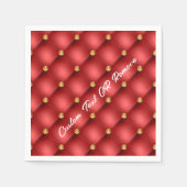 Red Gold Diamond Tufted Custom Text Napkins Serviette (Vorderseite)