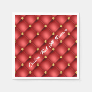 Red Gold Diamond Tufted Custom Text Napkins Serviette