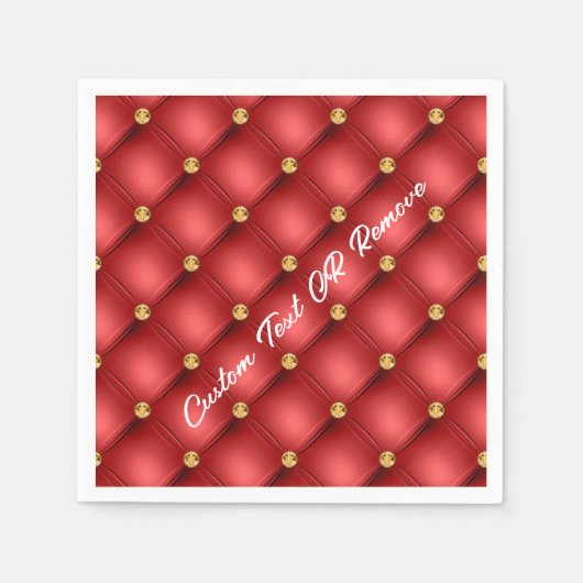 Red Gold Diamond Tufted Custom Text Napkins Serviette (Vorderseite)