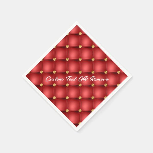 Red Gold Diamond Tufted Custom Text Napkins Serviette (Ecke)