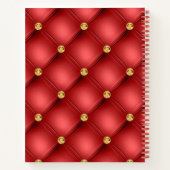 Red Gold Diamond Tufted Custom Text Notebook Notizblock (Rückseite)