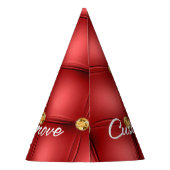 Red Gold Diamond Tufted Custom Text Party Hat Partyhütchen (Rückseite)