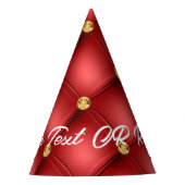 Red Gold Diamond Tufted Custom Text Party Hat Partyhütchen (Vorderseite)