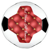 Red Gold Diamond Tufted Custom Text Soccer Ball (Gedreht)
