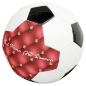Red Gold Diamond Tufted Custom Text Soccer Ball (Dreiviertel)