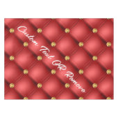 Red Gold Diamond Tufted Custom Text Tablecloth Tischdecke (Vorderseite (Horizontal))