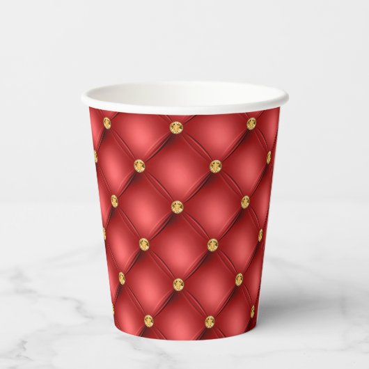 Red Gold Diamond Tufted Paper Cups Pappbecher (Rückseite)