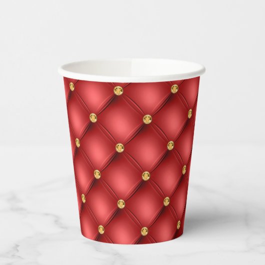 Red Gold Diamond Tufted Paper Cups Pappbecher (Links)