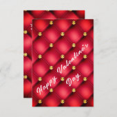 Red Gold Diamond Tufted Valentine's Day Card (Vorne/Hinten)