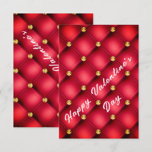 Red Gold Diamond Tufted Valentine's Day Card