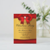 Red, Gold & Diamond Weihnachtszeit-Party Einladung Postkarte (Stehend Vorderseite)