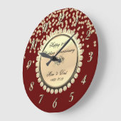 Red Gold Diamonds 25. Hochzeitstag Große Wanduhr (Winkel)