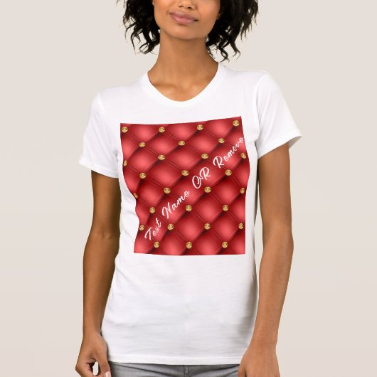 Red Gold Diamonds Tufed Custom Text T - Shirt (Vorderseite)