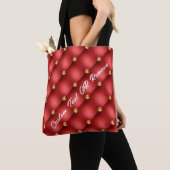 Red Gold Diamonds Tufted Custom Text Tote Bag Tasche (Von Nahem)