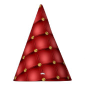 Red Gold Diamonds Tufted Paper Party Hat Partyhütchen (Rechts)