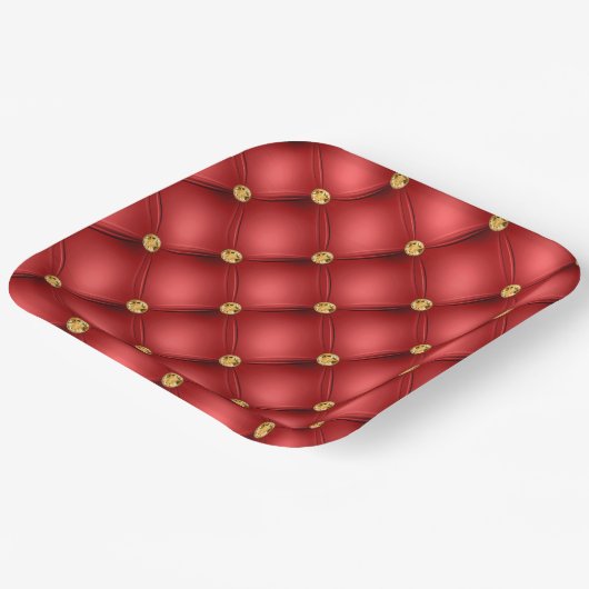 Red Gold Diamonds Tufted Paper Teller (Gewinkelt)