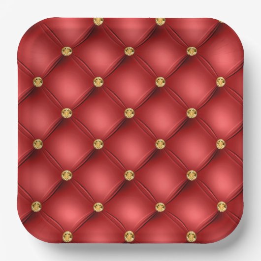Red Gold Diamonds Tufted Paper Teller (Vorderseite)