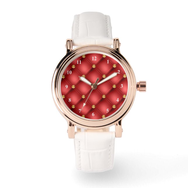 Red Gold Diamonds Tufted Watch Armbanduhr (Vorderseite)