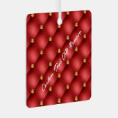 Red Gold Diamonds Weihnachtsschmuck Custom Text (Vorderseite Rechts)