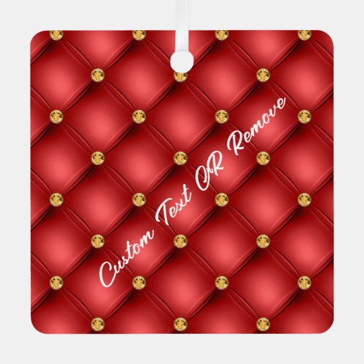 Red Gold Diamonds Weihnachtsschmuck Custom Text (Vorderseite)