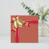 Red Gold Dot Christmas Party Einladung (Stehend Vorderseite)