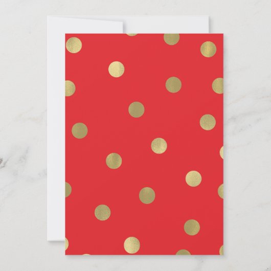 Red & Gold Dots Modernes Glam Brautparty Einladung (Rückseite)