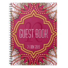 Red Gold Eastern Bohemisch Monogram Guest Book Notizblock