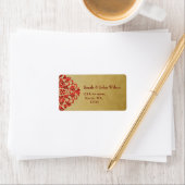 Red gold elegance return address label adressaufkleber (Insitu)
