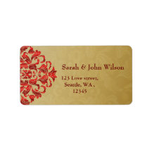 Red gold elegance return address label