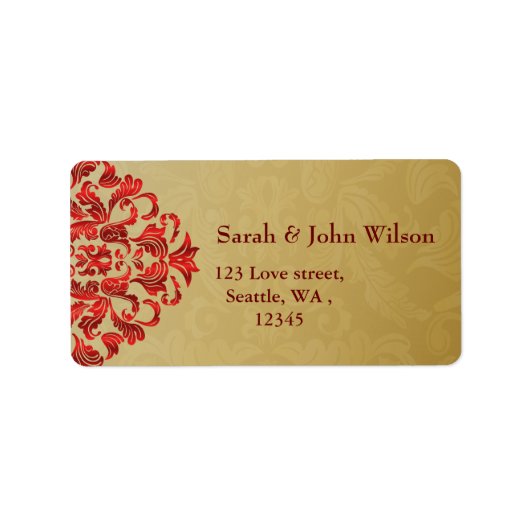 Red gold elegance return address label adressaufkleber (Vorne)