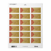 Red gold elegance return address label adressaufkleber (Vorne)