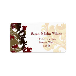 Red gold elegance return address label adressaufkleber