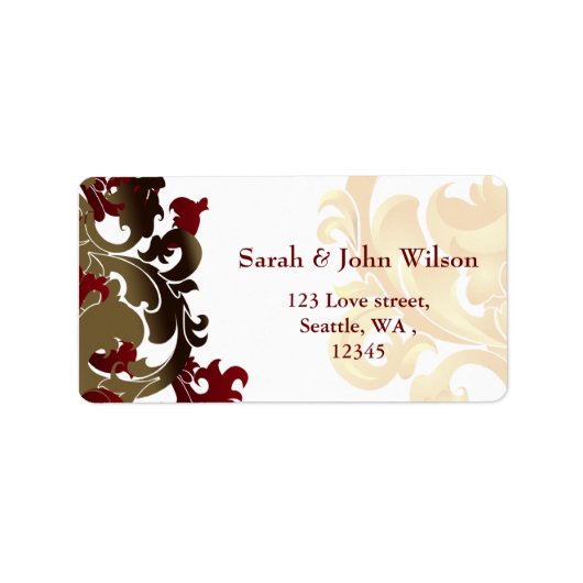 Red gold elegance return address label adressaufkleber (Vorne)