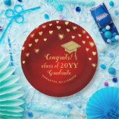 Red Gold Elegant Glückwunschs Class of 2025 Gradua Pappteller (Party)