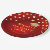 Red Gold Elegant Glückwunschs Class of 2025 Gradua Pappteller (Schrägansicht)