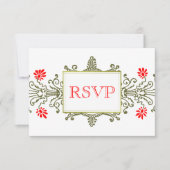 Red Gold Elegante Blumen Custom RSVP Card (Vorderseite)