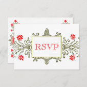 Red Gold Elegante Blumen Custom RSVP Card (Vorne/Hinten)