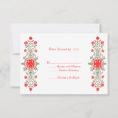 Red Gold Elegante Blumen Custom RSVP Card Karte (Rückseite)