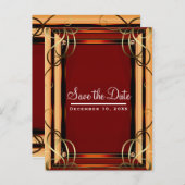 Red & Gold Elegante Company Save the Date Ankündigungspostkarte (Vorne/Hinten)