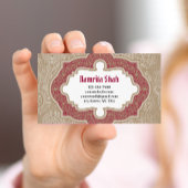 Red Gold Elegante Damask Modernes Paisleys Muster Visitenkarte