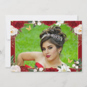 Red & Gold Elegante Quinceñera Save The Date (Rückseite)