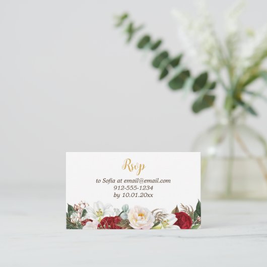 Red & Gold Elegante Quinceñera UAWG Begleitkarte (Stehend Vorderseite)