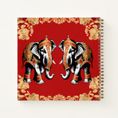 Red gold elephants Indian wedding guest book Notizblock (Rückseite)