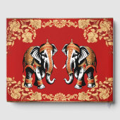 Red gold elephants Indian wedding personalized Gästebuch (Rückseite)