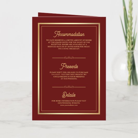 Red Gold Ethnic Elephants Indian QR Code Hochzeit Einladung (Rückseite)