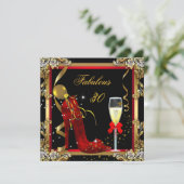 Red Gold Fabulous 30 Geburtstagsparty Einladung (Stehend Vorderseite)
