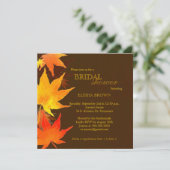 Red Gold Fall Maple Brautparty Einladung (Stehend Vorderseite)